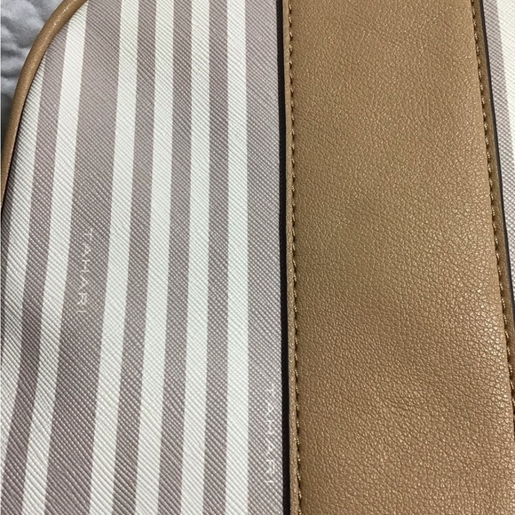 Tahari Striped Mini Backpack NWT, Tan Vegan Leather